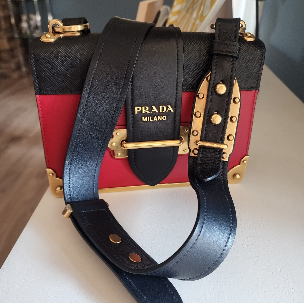 Authentic Prada City Calfskin Saffiano Cahier Shoulder Bag
